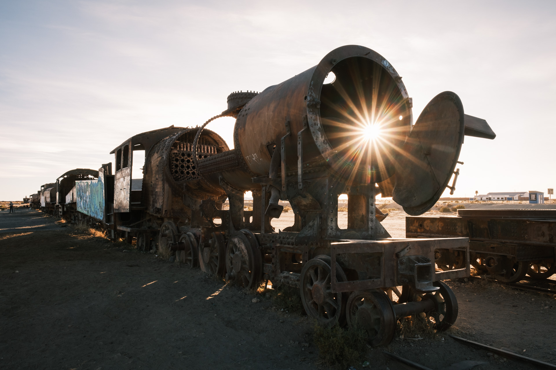 Eine Lok am Eisenbahnfriedhof von Uyuni.