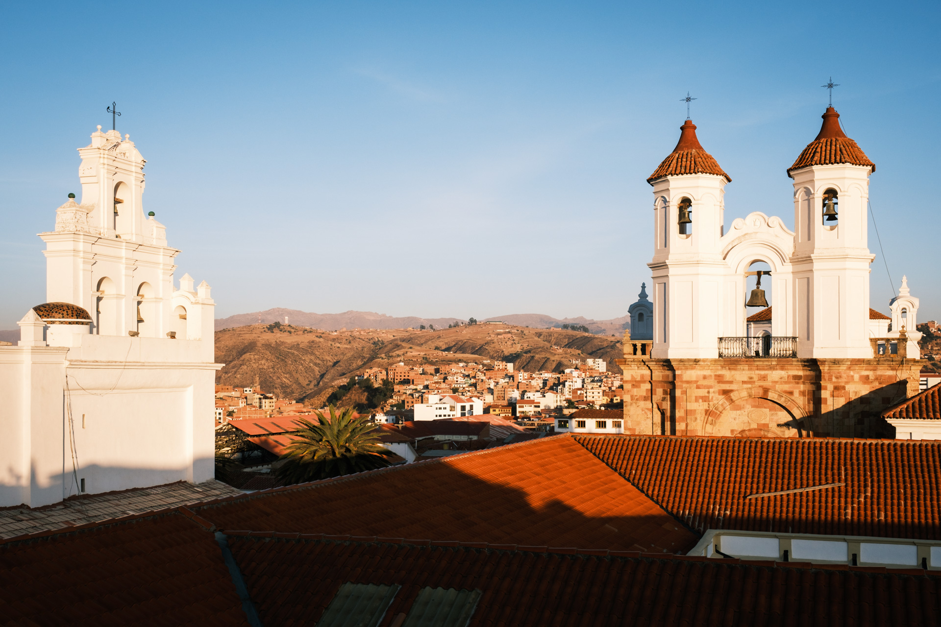 Blick auf die Kirchen San Felipe Neri und Su Merced in Sucre. 