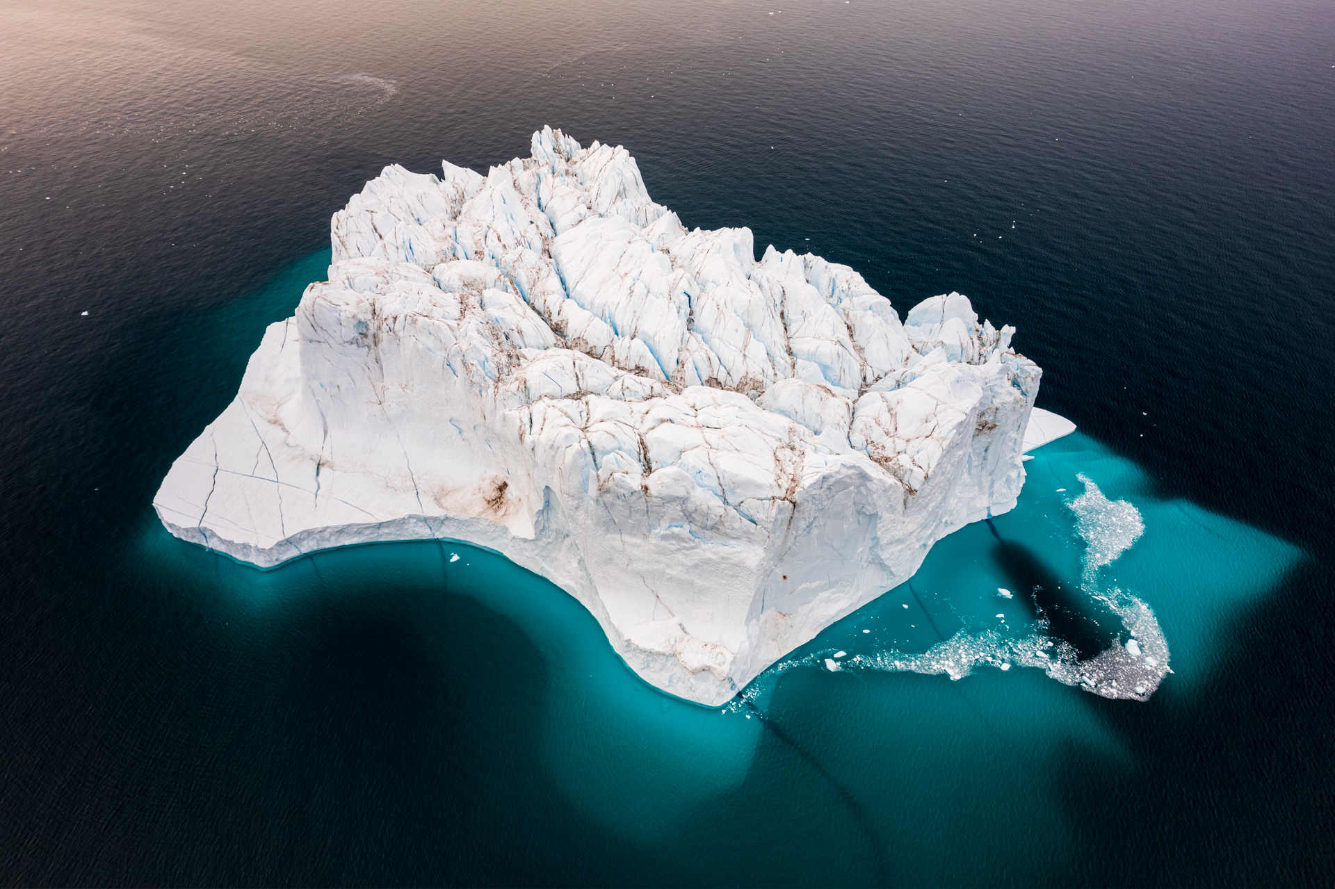 Aerial photo of a huge iceberg in the Scoresbysund.