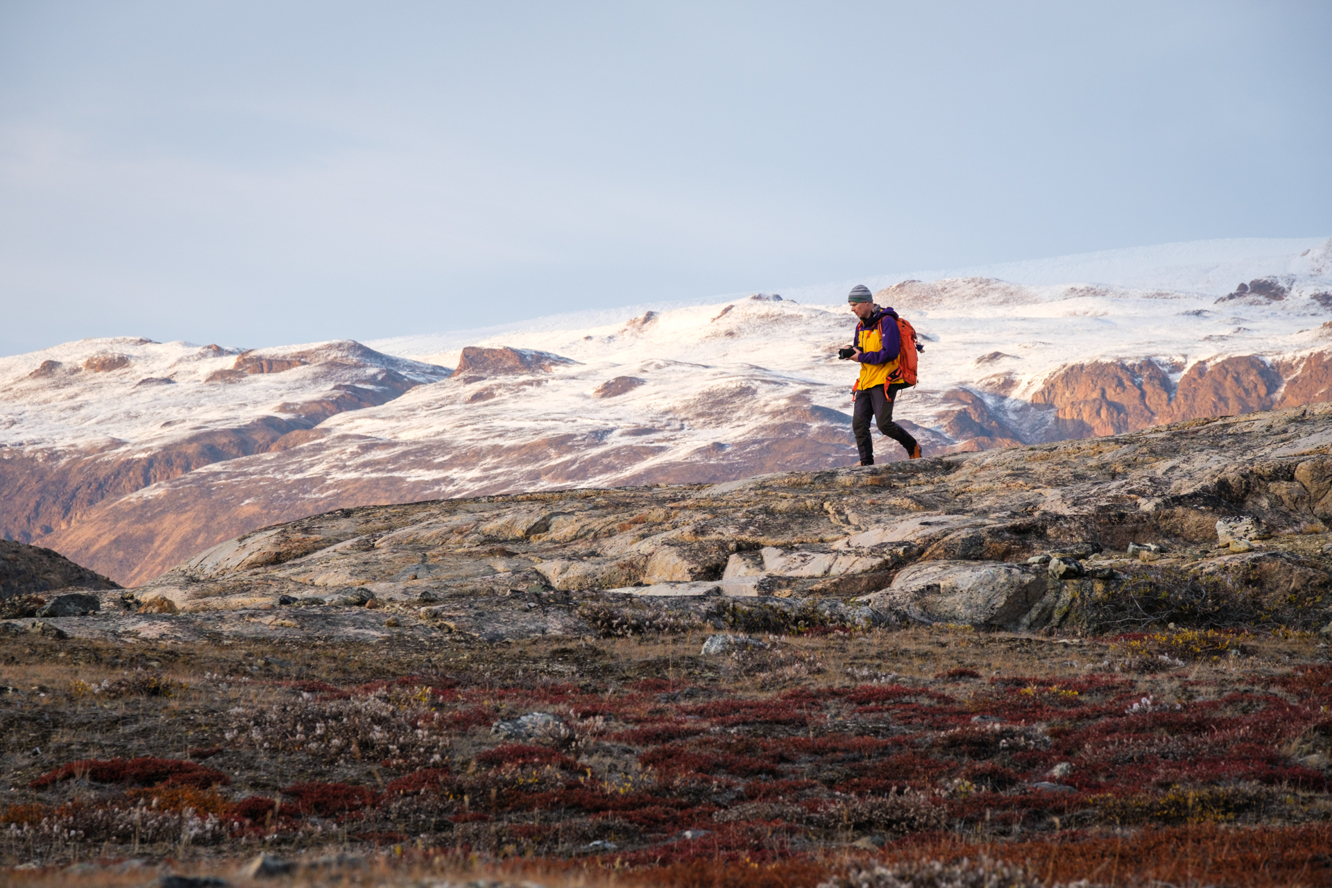 Trekking at Harefjord in Scoresbysund.