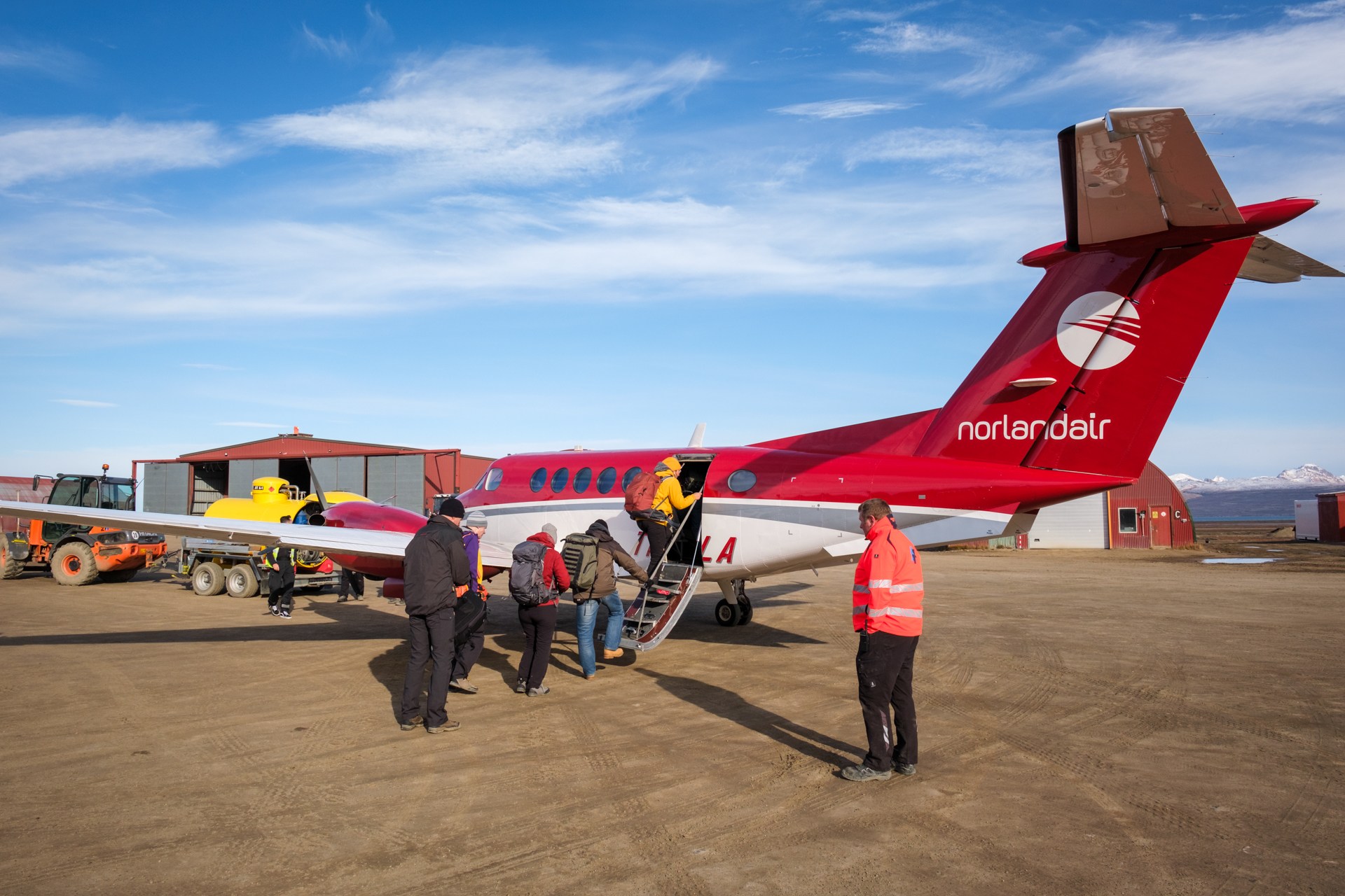 Boarding an aircraft at Constable Point.